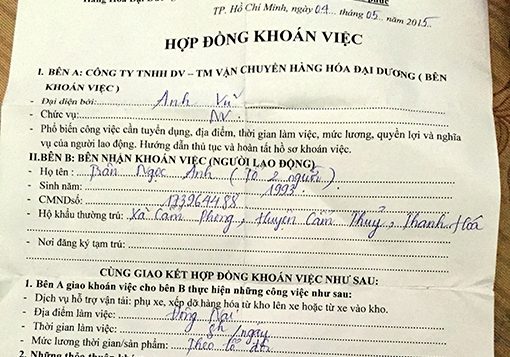 Quy định về hợp đồng khoán việc